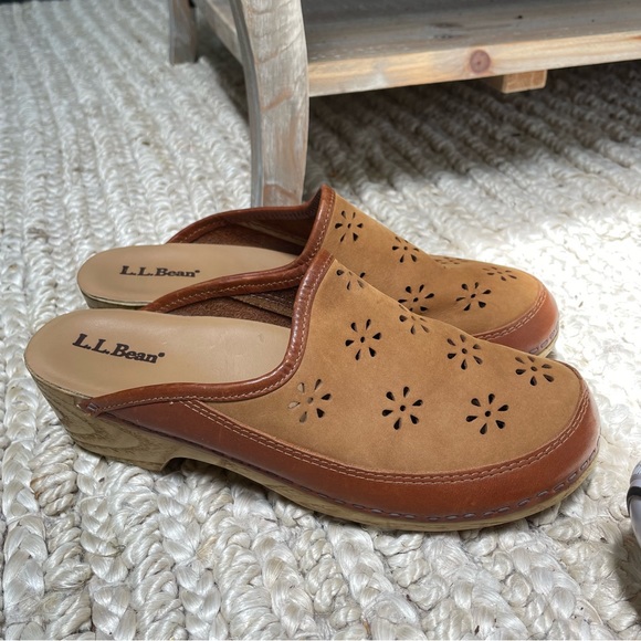 L.L. Bean Shoes Ll Bean Mule Clogs Suede Leather Cutout Made In Usa